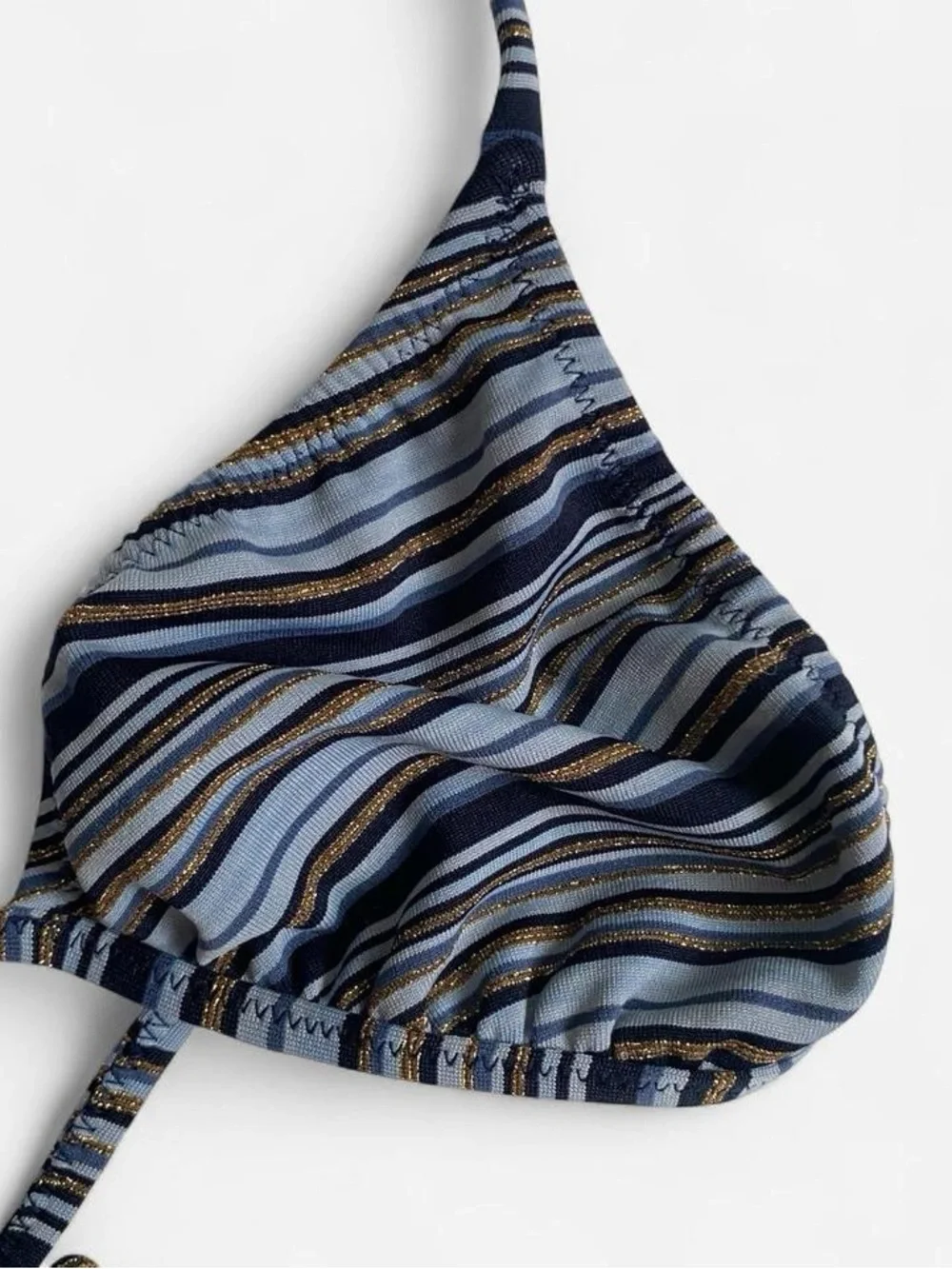 Vintage Y2K blue sparkly striped bikini top